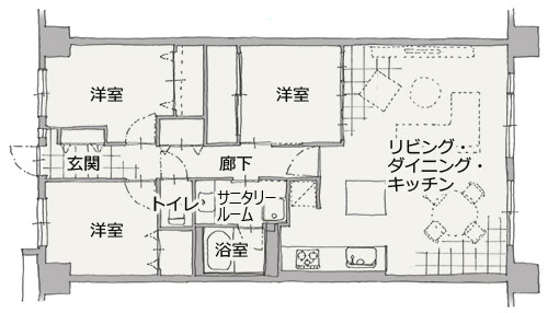 名古屋市マンション リノベーション。平面図：after